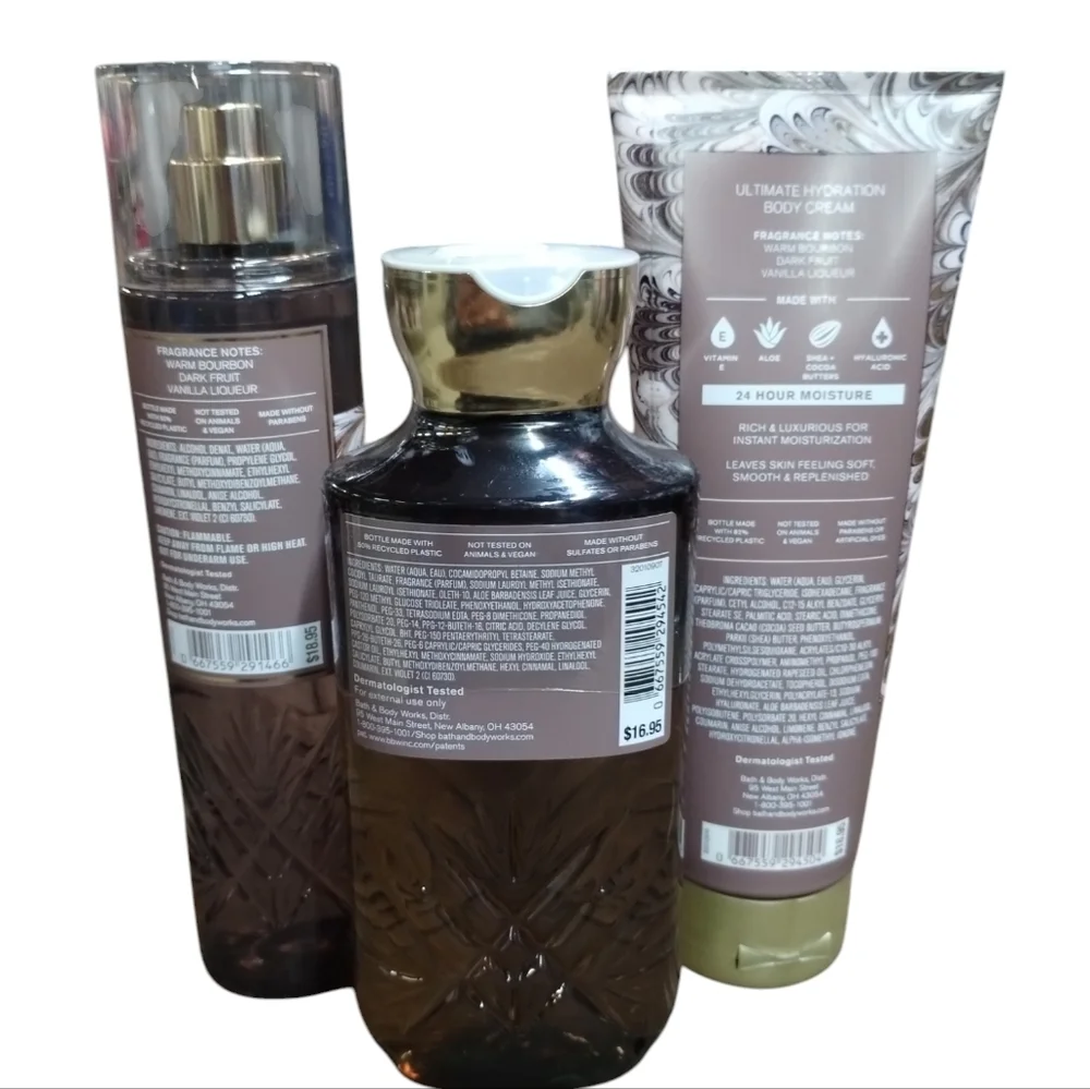 Bath and Body Works Discontinued COZY VANILLA BOURBON 3pcs Bundle BBW Cream Mist